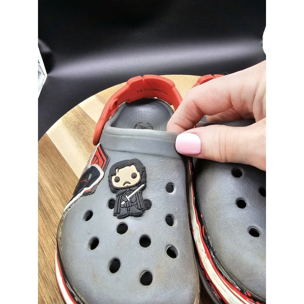 Crocs Star Wars Kylo Ren Villain Kids Size C10/11 Gray Slip On Mule Clog Sandals